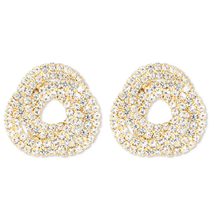 Eco-brass&reg; metal earrings / earpins with strass Gold-Crystal