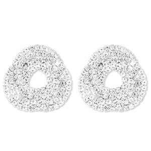 Eco-brass&reg; metal earrings / earpins with strass Silver-Crystal