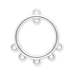 Stainless steel findings charms round with 6 loops Silver