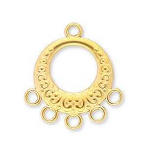 Stainless steel findings charms round with 5 loops Gold