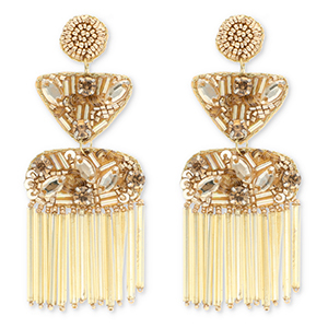 Trendy earrings / earpin with glass beads Gold