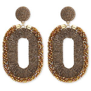 Trendy earrings / earpin with glass beads oval Golden Brown-AB Coating