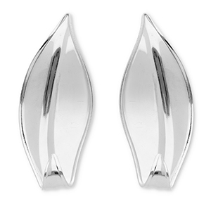 Stainless steel earrings / earpins leaf Silver