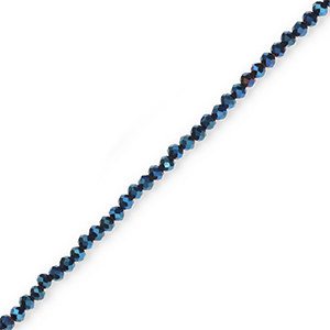 Top faceted beads 4x3mm disc Dark blue-Pearl Shine Coating