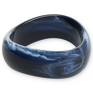 Bracelets bangle resin Dark Blue-White