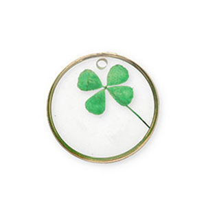 Charms with dried flowers Gold-Green