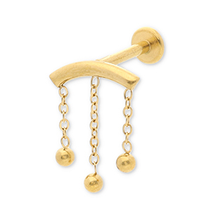 Stainless steel ear piercing arch with spheres Gold