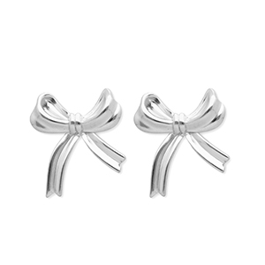 Stainless steel earrings / earpin bow Silver