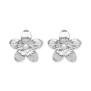 Stainless steel earrings / earpin flower Silver