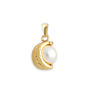 Stainless steel charms with imitation pearl Gold-White