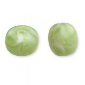 Acrylic beads disc Olive Green-White
