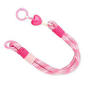 Trendy phone cord with heart Pink Multicolour-White-Grey-Beige