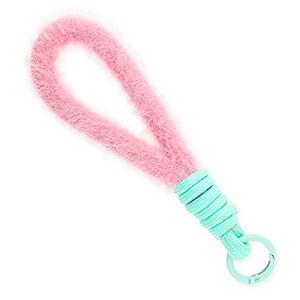 Trendy phone cord pluche Pastel Pink-Turquoise