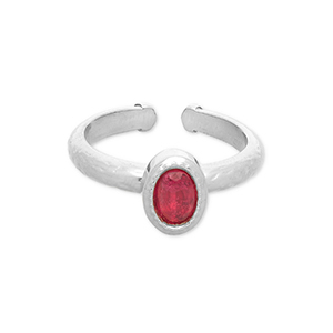 Stainless steel rings Silver-Red