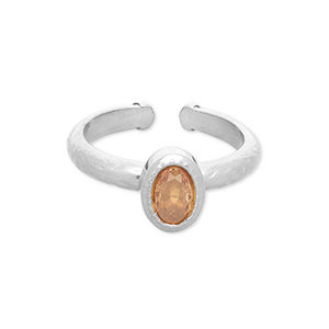 Stainless steel rings Silver-Light Orange