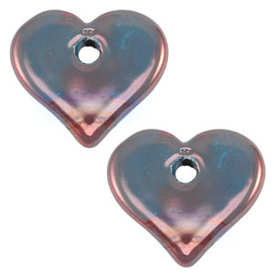 DQ greek ceramic beads Heart Purple-Bronze