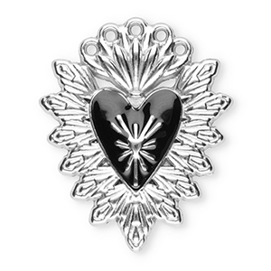 Stainless steel charms sacred heart Silver-Black