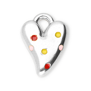 Stainless steel charms heart Silver-Red-Yellow