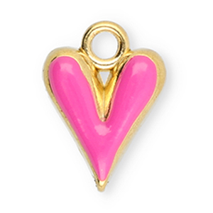 Stainless steel charms heart Gold-Pink