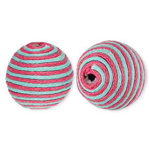 22 mm acrylic beads with waxed cord Blue-Mauve