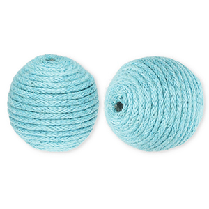 22 mm acrylic beads with waxed cord Light Blue