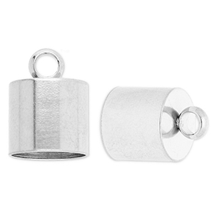 Stainless steel findings end cap &Oslash;10mm with loop Silver