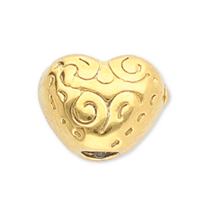 Stainless steel beads heart Gold
