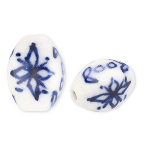 Beads ceramic Off White-Delft Blue