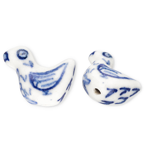 Beads ceramic duck Off White-Delft Blue
