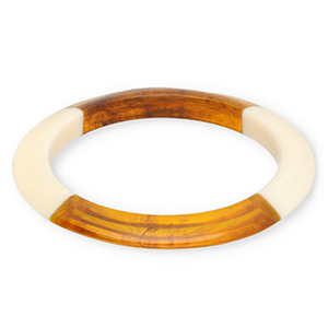 Bracelets bangle resin Transparent Amber Brown-Ivory White