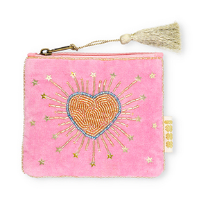 BY31&reg; Pouch heart with stars Pink-Light Blue-Gold