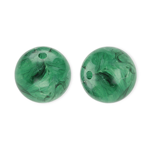 12 mm acrylic beads round Dark Green-Marble