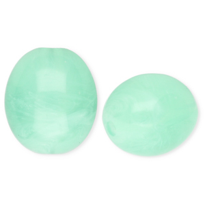 Acrylic beads oval Mint Green-Marble