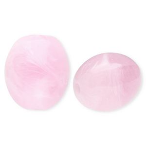 Acrylic beads oval Pink-Marble