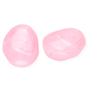 Acrylic beads egg-shaped Pink-Marble