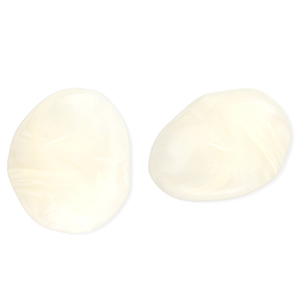 Acrylic beads egg-shaped Off White-Marble