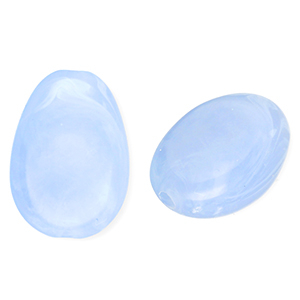 Acrylic beads oval Blue-Marble