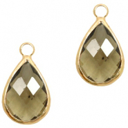 Crystal glass charms drop 18x10mm Greige Crystal-Gold