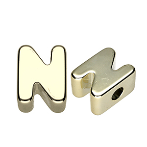 Acrylic letter beads letter N Gold