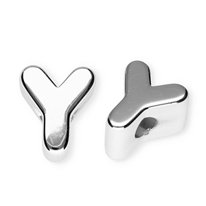 Acrylic letter beads letter Y Silver