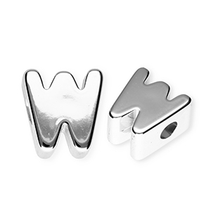 Acrylic letter beads letter W Silver