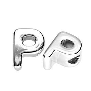 Acrylic letter beads letter P Silver