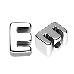 Acrylic letter beads letter E Silver