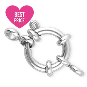 Stainless Steel findings bolt ring clasp 12mm with loop Silver
