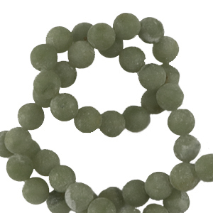 Natural stone beads Serpentine 6mm matt Olive Green