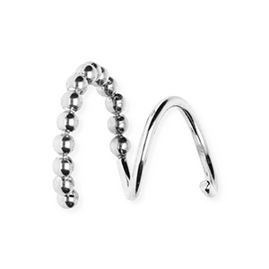 BY31&reg; Stainless steel earrings / spiral hoops spheres Silver