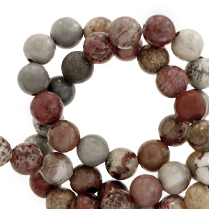 Natural stone beads Rhodonite, Jasper, Dalmatian Stone and Chalcedony 6mm Multicolour Stone Red-Brown