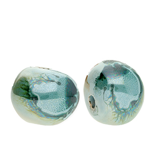 DQ&reg; greek ceramic beads Ocean Wave Green-Brown