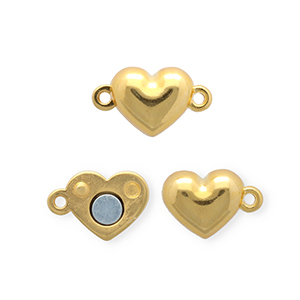 DQ&reg; European metal findings magnetic clasp heart Goud (Nikkelvrij)