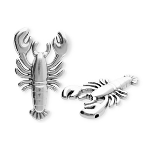 DQ&reg; European metal charms lobster Antiek Zilver (Nikkelvrij)